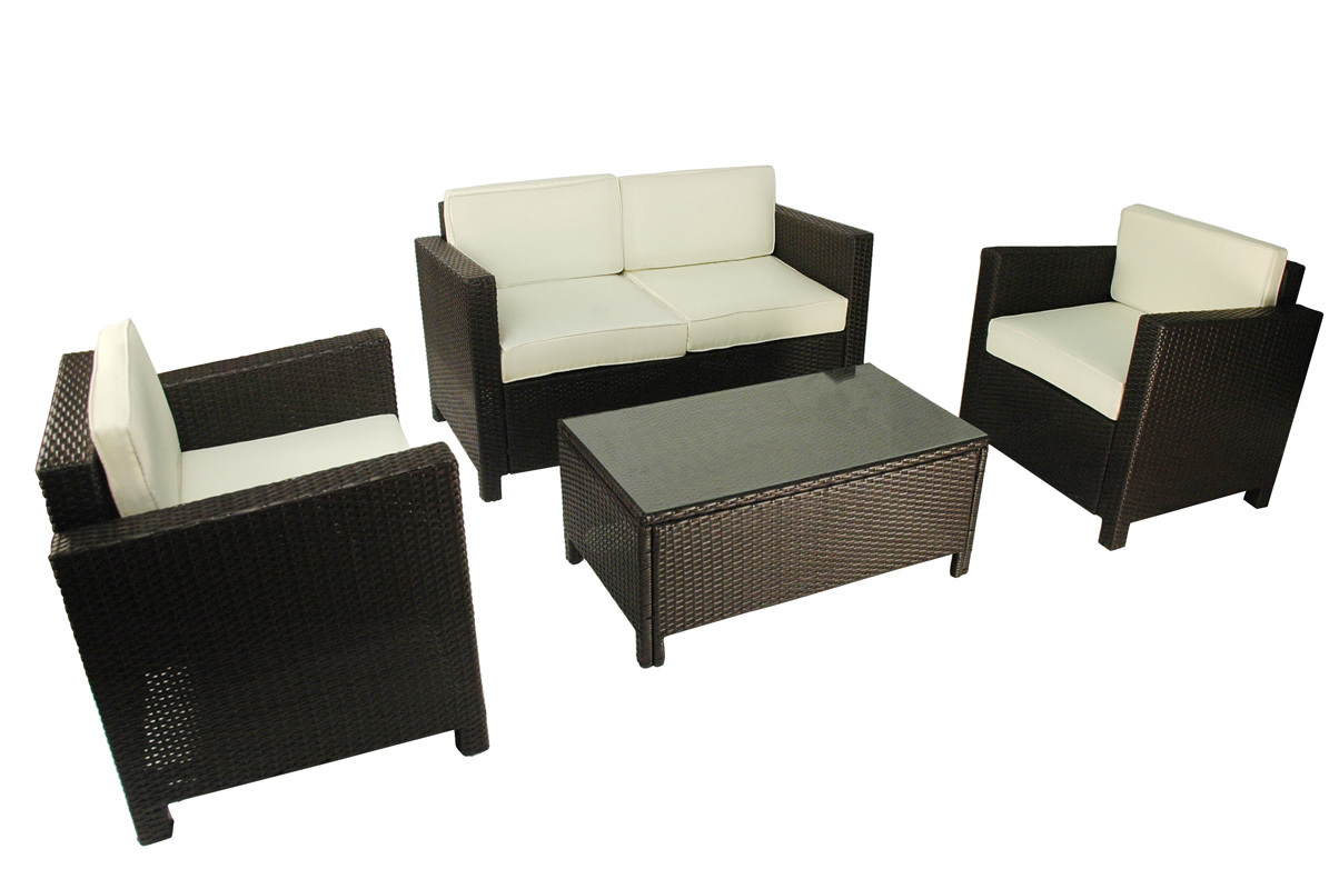 El conjunto TAHITI- 2 sillones, 1 sof&aacute; 2 plazas y 1 mesa de sal&oacute;n