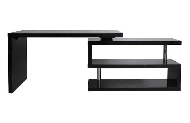 Escritorio de dise&ntilde;o negro lacado amovible MAX
