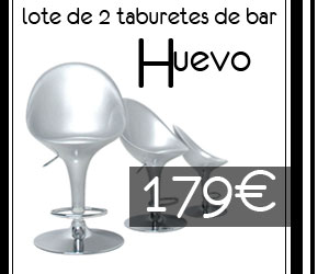 Promociones del momento : Lote de 2 taburetes de bar HUEVO color plata