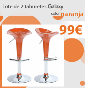 Promociones del momento : Lote de 2 taburetes de bar GALAXY color naranja