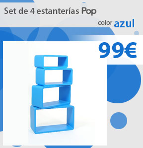 Promociones del momento : Set de 4 estanter�as POP rectangular color azul