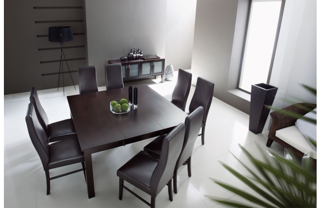 La mesa JADON de roble y de color wenge
