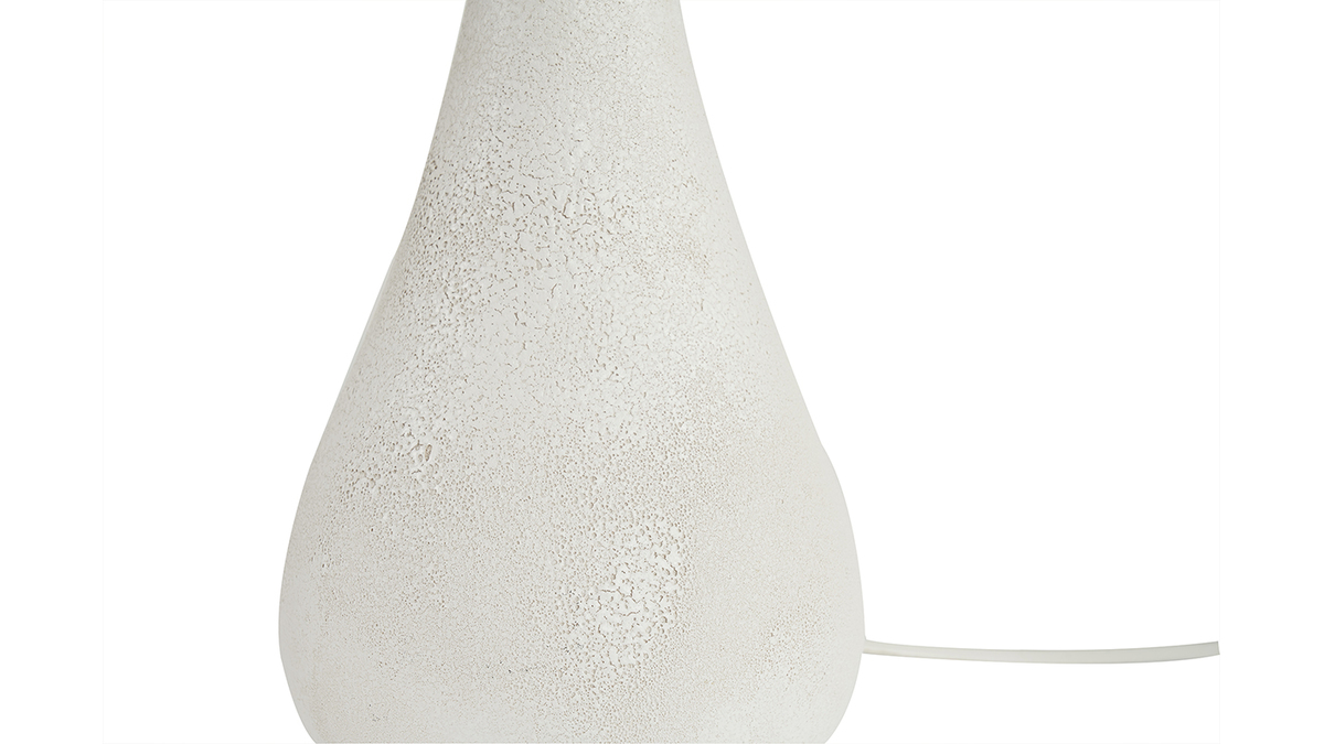 Lmpara de mesa blanca de cermica efecto piedra con pantalla de rafia 49 cm PYRUS