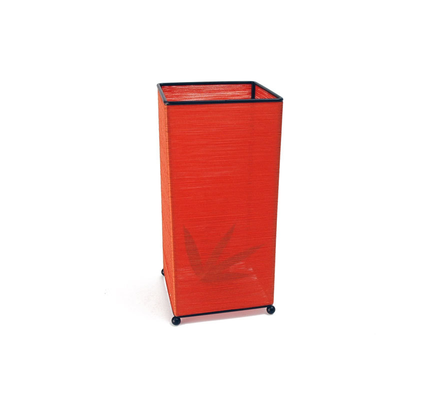 L&aacute;mpara de sobre mesa Guilin rectangular de bamb&uacute; color naranja