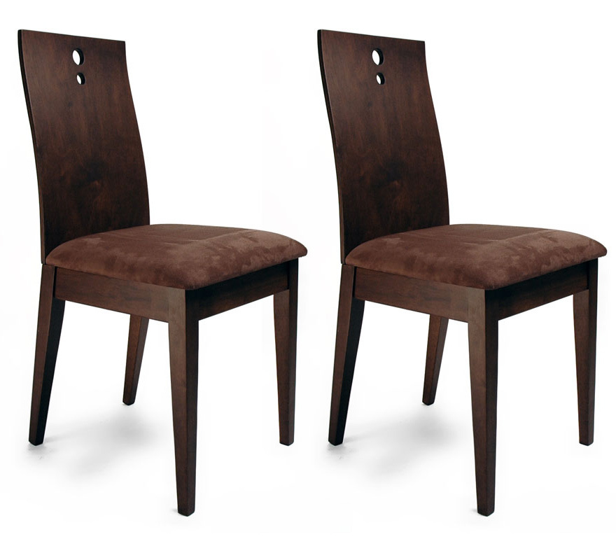 Lote de 2 sillas BELLA de color marron casta&ntilde;o y el asiento de color marr&oacute;n oscuro