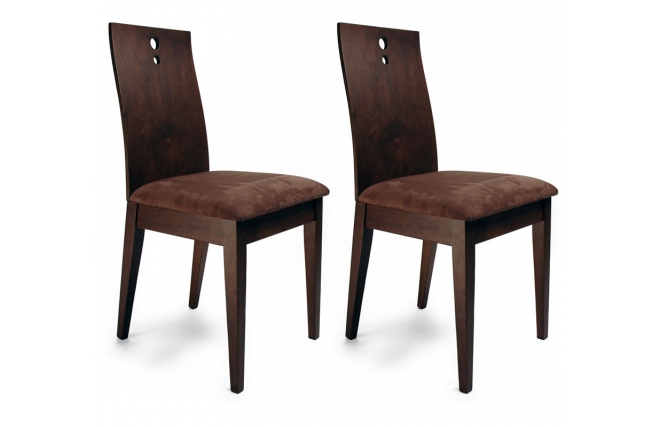 Lote de 2 sillas BELLA de color marron casta&ntilde;o y el asiento de color marr&oacute;n oscuro