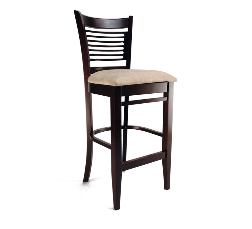 Lote de 2 sillas de bar Ellen de roble macizo y de color wenge y con asiento de color claro