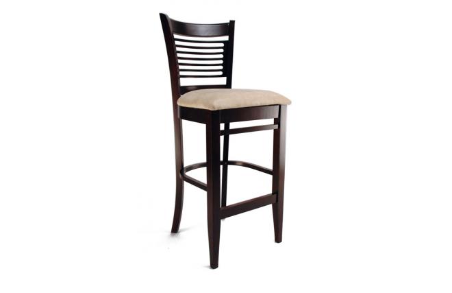 Lote de 2 sillas de bar Ellen de roble macizo y de color wenge y con asiento de color claro