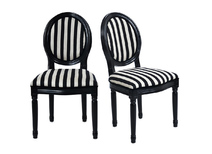 Lote de 2 sillas de cocina / comedor MEDAILLON con rayas blanco y negro