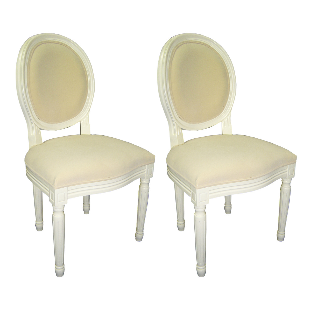 Lote de 2 sillas de cocina / comedor MEDAILLON � color blanco