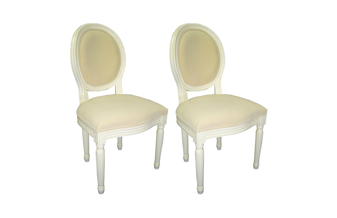 Lote de 2 sillas de cocina / comedor MEDAILLON � color blanco