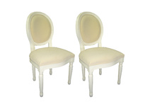 Lote de 2 sillas de cocina / comedor MEDAILLON � color blanco