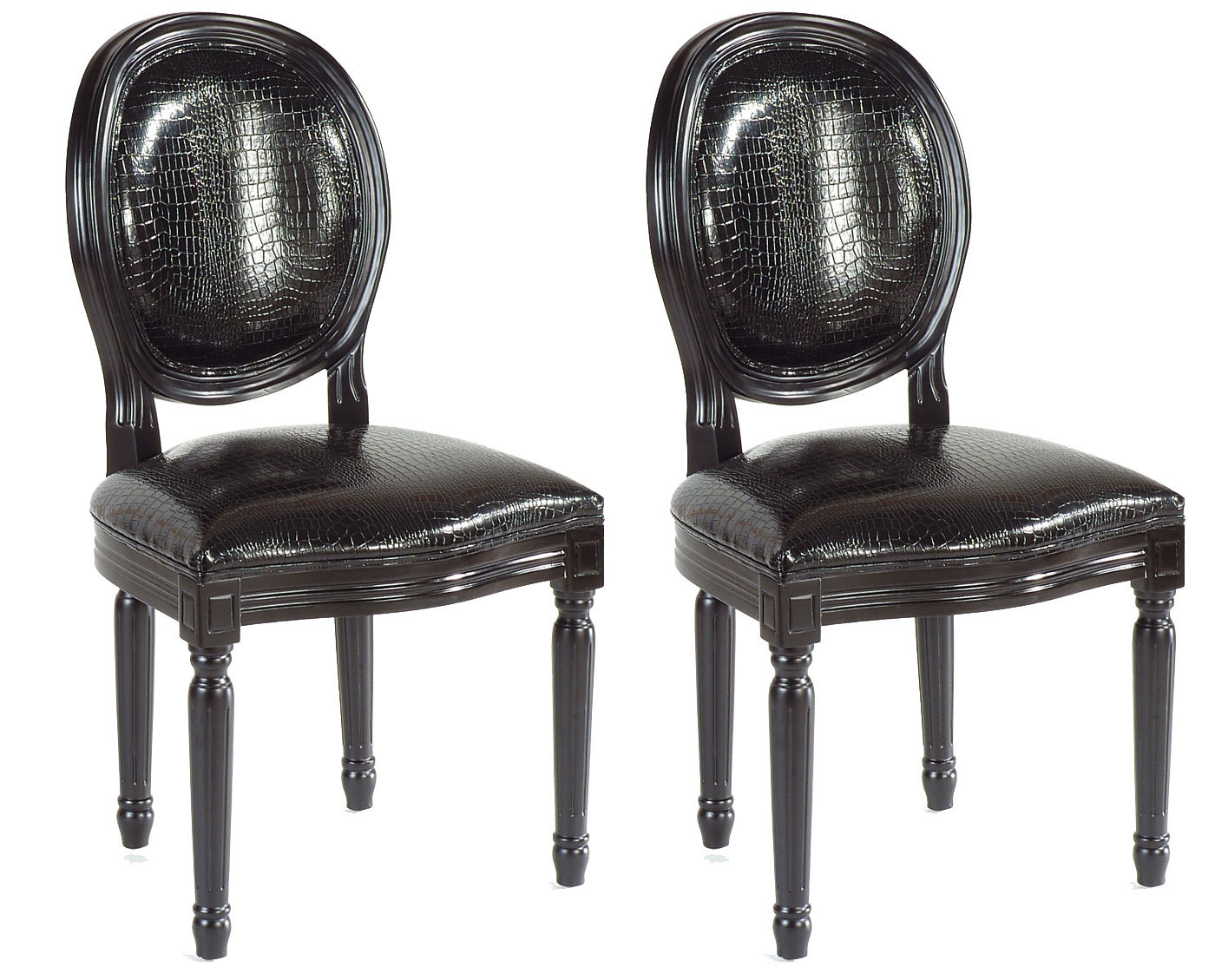 Lote de 2 sillas de cocina / comedor MEDAILLON � color negro