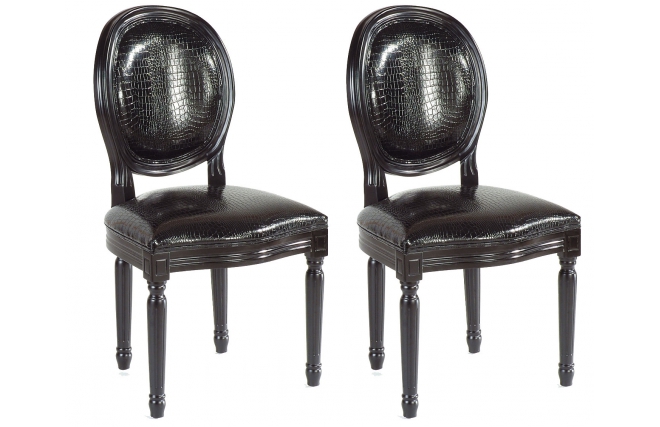 Lote de 2 sillas de cocina / comedor MEDAILLON � color negro