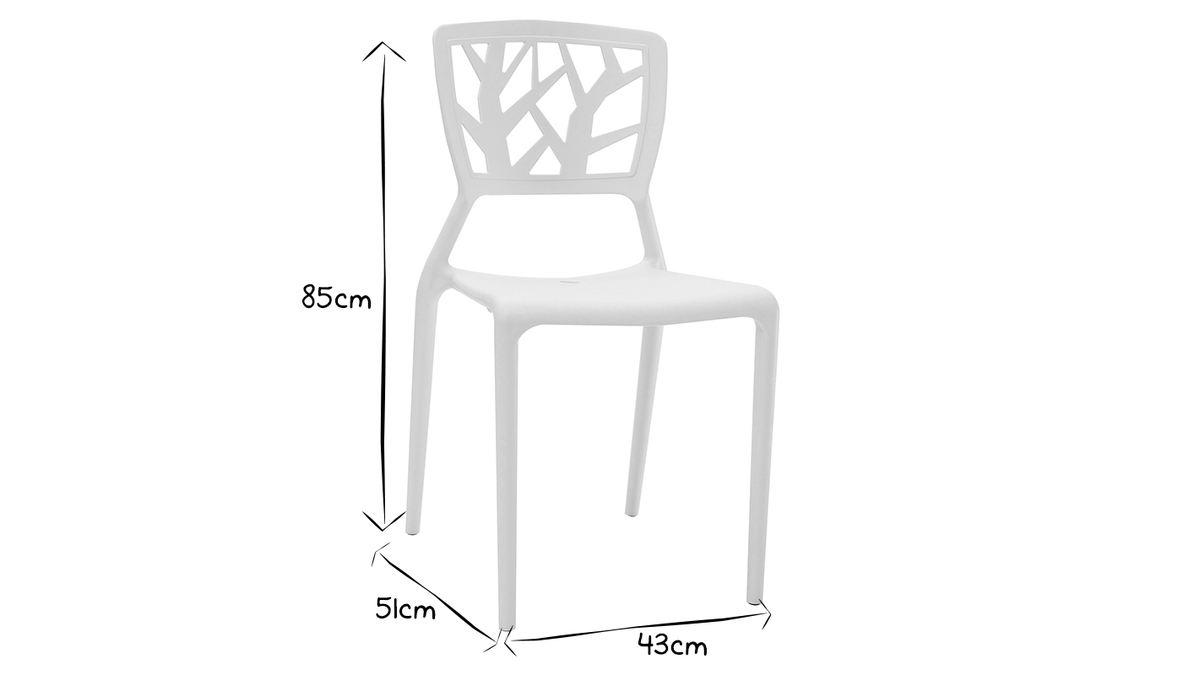 Lote de 2 sillas de diseo blancas apilables interior / exterior KATIA
