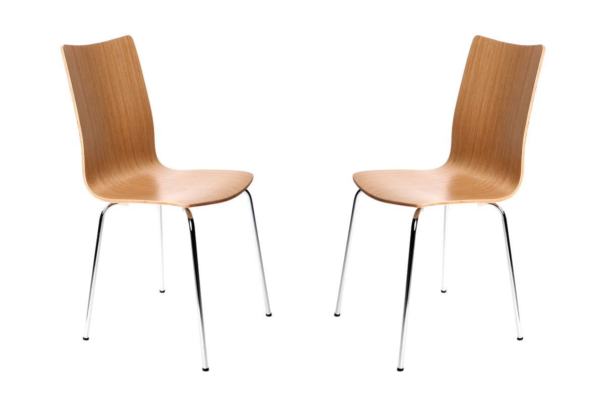 Lote de 2 sillas de dise&ntilde;o color madera natural ELLA