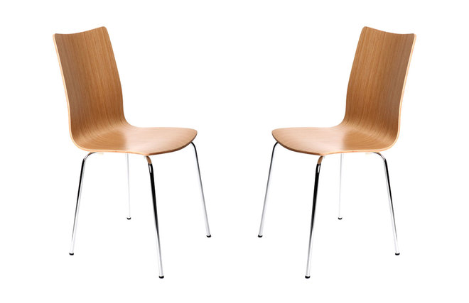 Lote de 2 sillas de dise&ntilde;o color madera natural ELLA