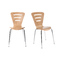 Lote de 2 sillas de dise&ntilde;o color madera natural oscura LENA