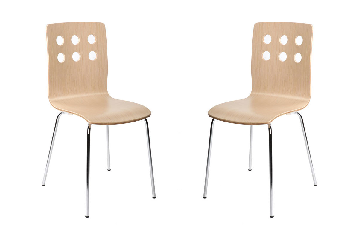Lote de 2 sillas de dise&ntilde;o color madera natural TARA