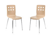 Lote de 2 sillas de dise&ntilde;o color madera natural TARA