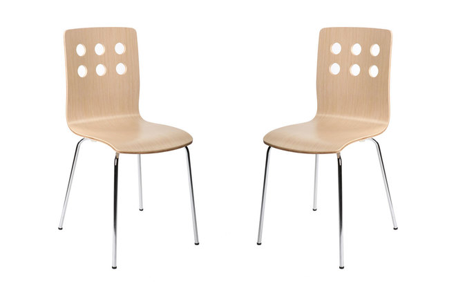 Lote de 2 sillas de dise&ntilde;o color madera natural TARA