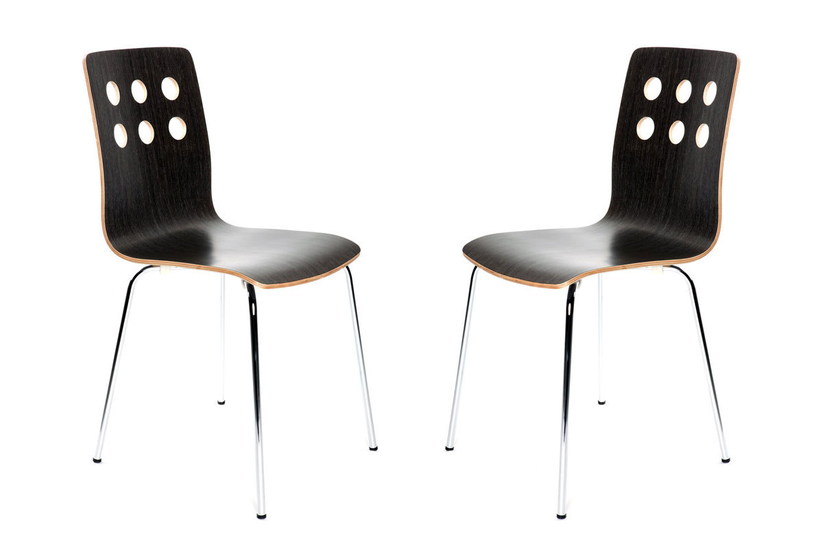 Lote de 2 sillas de dise&ntilde;o color wengu&eacute; TARA