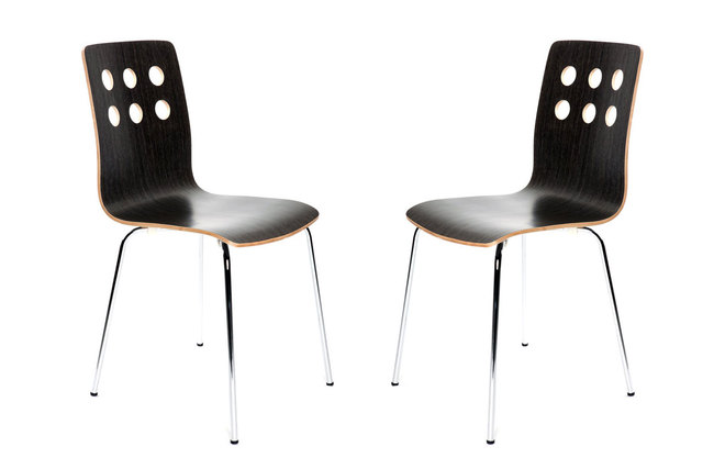 Lote de 2 sillas de dise&ntilde;o color wengu&eacute; TARA