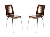 Lote de 2 sillas de dise&ntilde;o de madera color chocolate y negro ZENIA