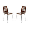 Lote de 2 sillas de dise&ntilde;o de madera color chocolate y negro ZENIA