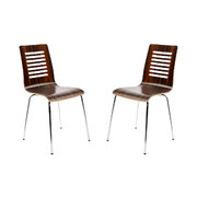 Lote de 2 sillas de dise&ntilde;o de madera color chocolate y negro ZENIA