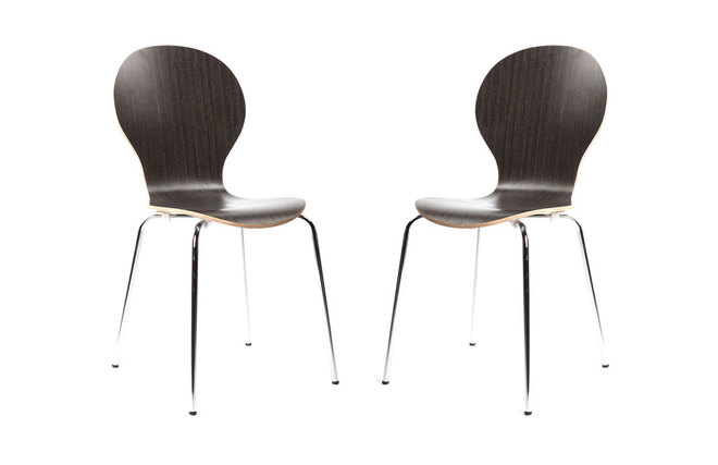 Lote de 2 sillas de dise&ntilde;o de madera marr&oacute;n oscuro NEW ABIGAIL
