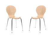 Lote de 2 sillas de dise&ntilde;o de madera natural NEW ABIGAIL