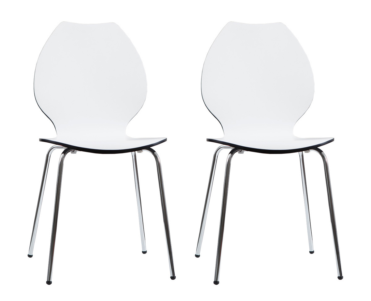 Lote de 2 sillas de diseño para cocina blancas/negras AVA - Miliboo