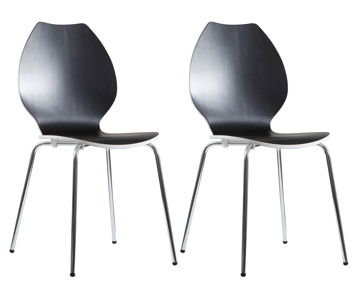 Lote de 2 sillas de dise&ntilde;o para cocina negras/blancas AVA