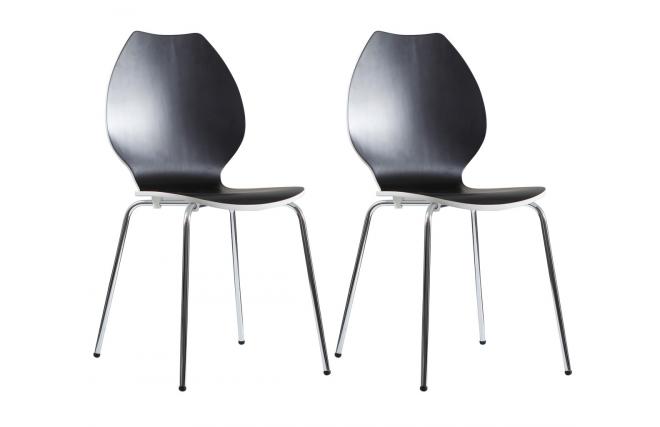 Lote de 2 sillas de dise&ntilde;o para cocina negras/blancas AVA