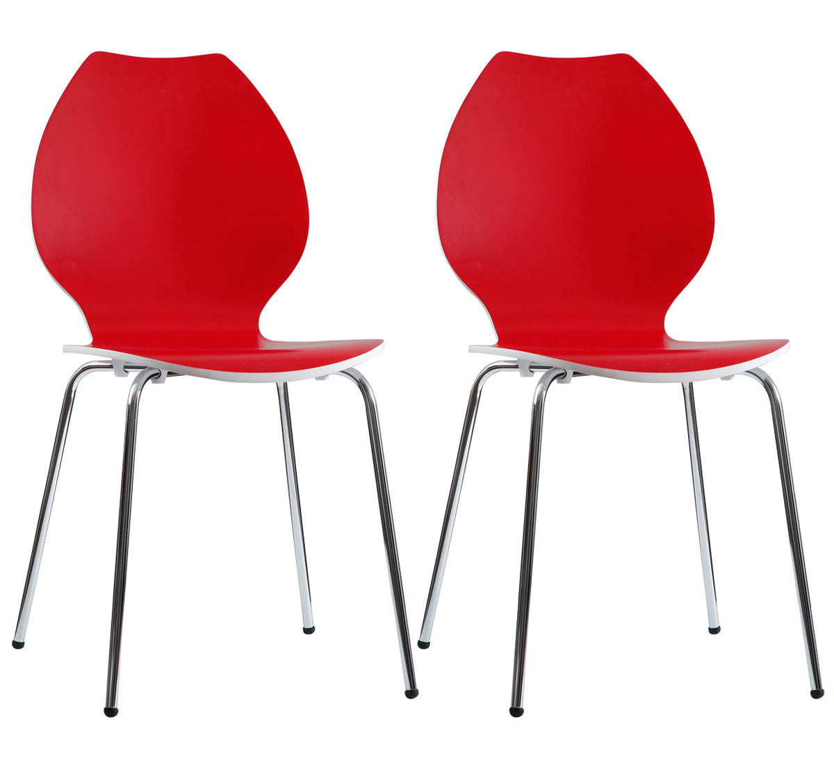 Lote de 2 sillas de dise&ntilde;o para cocina rojas/blancas AVA