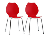 Lote de 2 sillas de dise&ntilde;o para cocina rojas/blancas AVA
