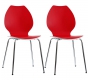 Lote de 2 sillas de dise&ntilde;o para cocina rojas/blancas AVA