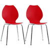 Lote de 2 sillas de dise&ntilde;o para cocina rojas/blancas AVA