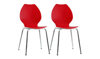 Lote de 2 sillas de dise&ntilde;o para cocina rojas/blancas AVA