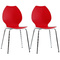 Lote de 2 sillas de dise&ntilde;o para cocina rojas/blancas AVA