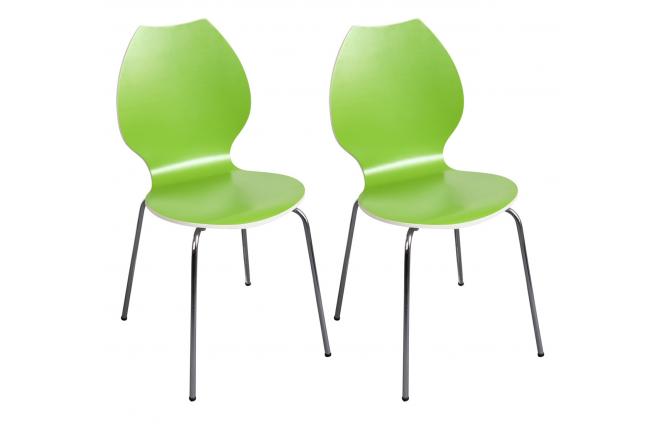 Lote de 2 sillas de dise&ntilde;o para cocina verdes/blancas AVA