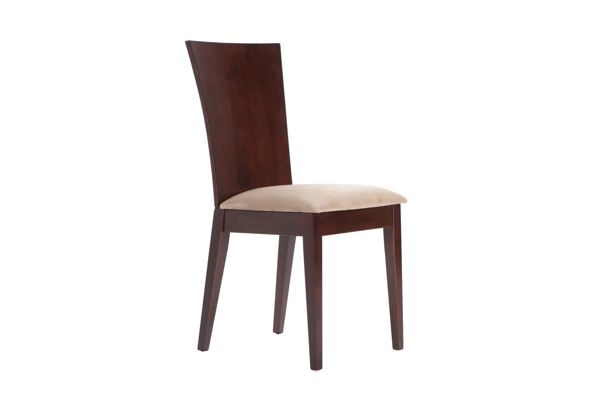 Lote de 2 sillas MAIDA- WENGE- Asiento de microfibras Marr&oacute;n claro image 1