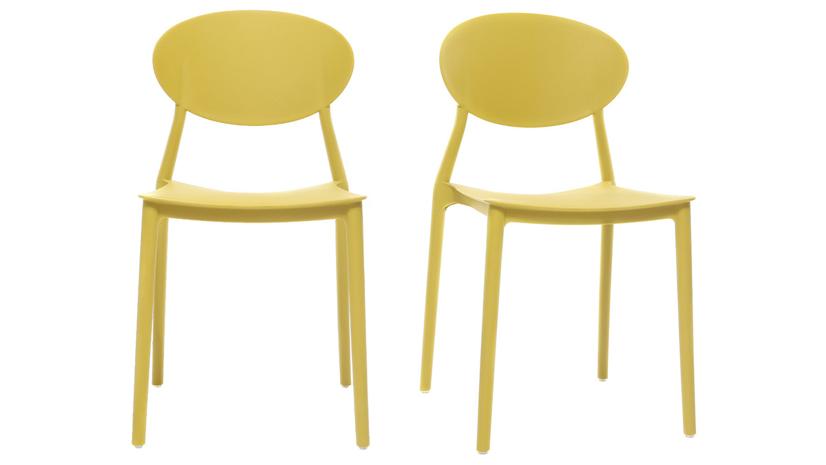 Lote de 2 sillas modernas amarillo polipropileno apilables ANNA