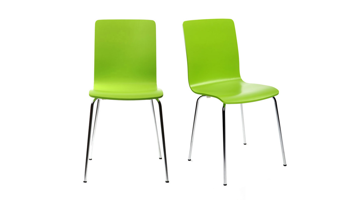 Lote de 2 sillas modernas color verde manzana NELLY