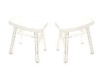 Lote de 2 taburetes barrocos blancos ETALON
