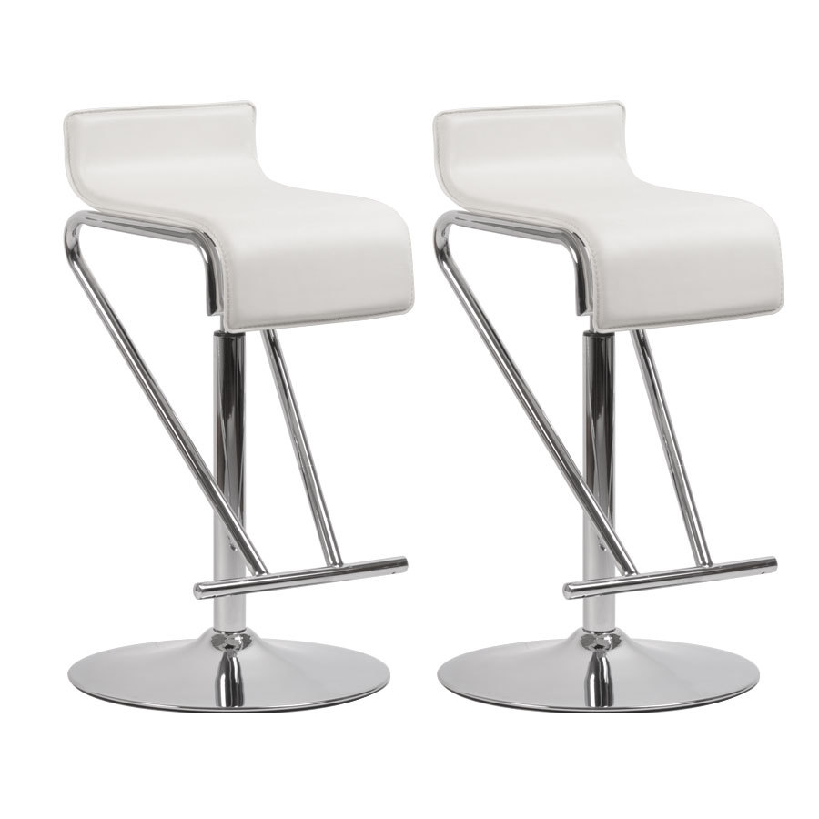 Lote de 2 taburetes de bar / cocina ajustables GLITTER blancos