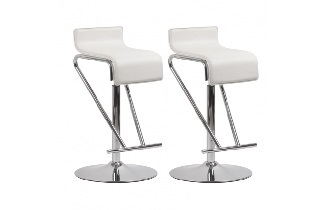 Lote de 2 taburetes de bar / cocina ajustables GLITTER blancos