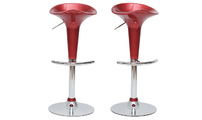 Lote de 2 taburetes de bar GALAXY color rojo burdeos