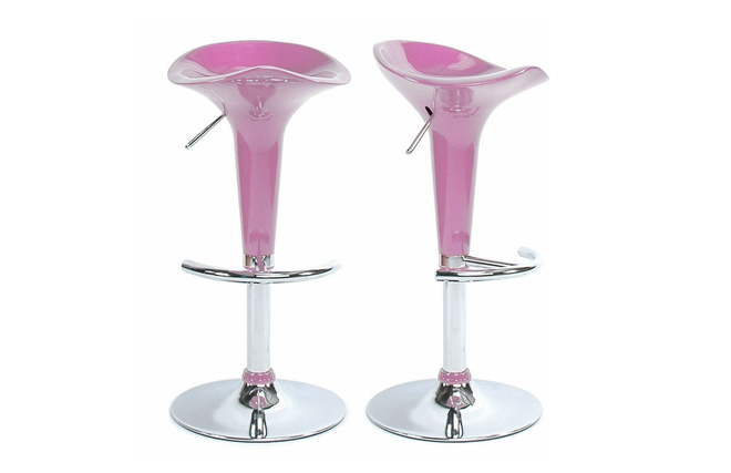 Lote de 2 taburetes de bar GALAXY color rosa